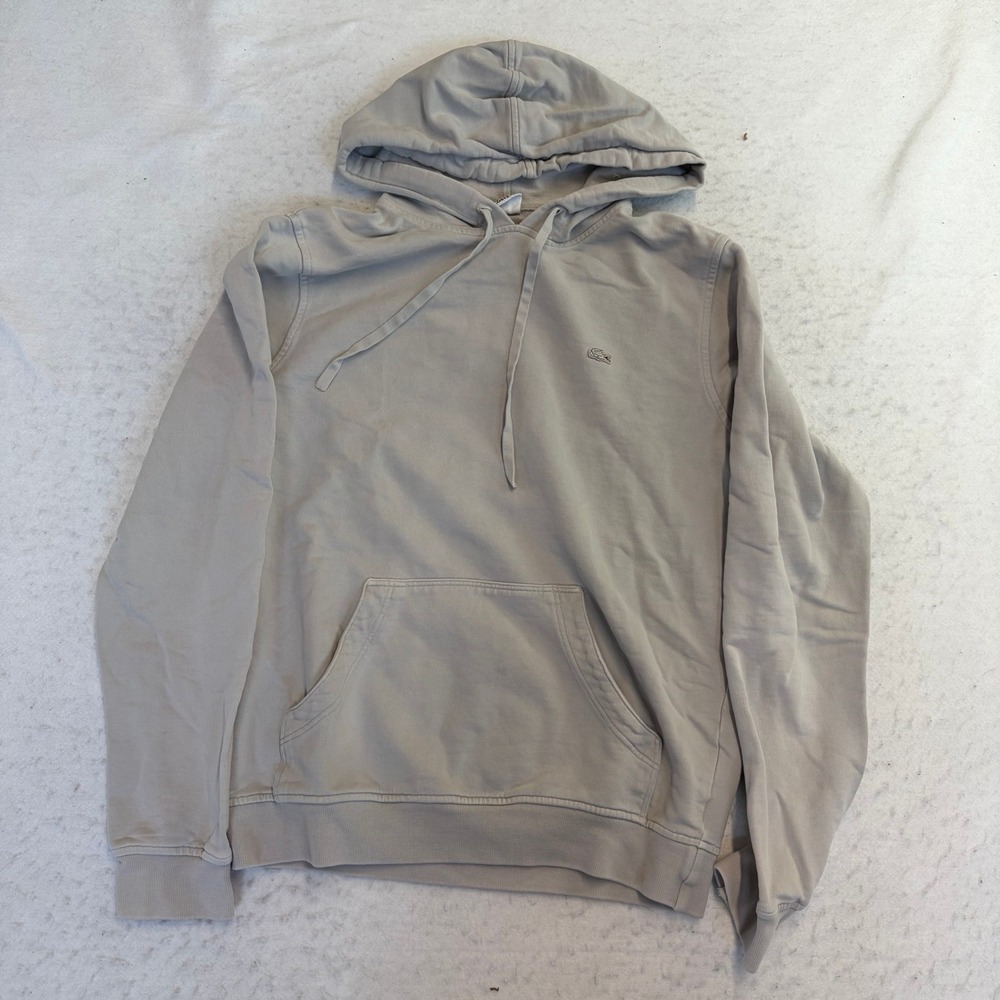 Lacoste Hoodie Mens 4 Grey Vintage Washed Pullover Long Sleeve Logo